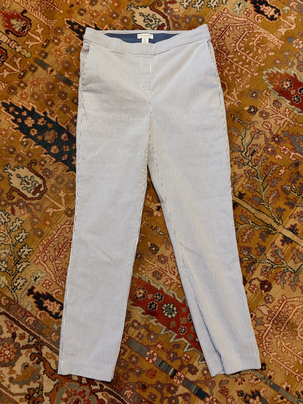 Carolina Belle Blue & White Seersucker Pants - 4
